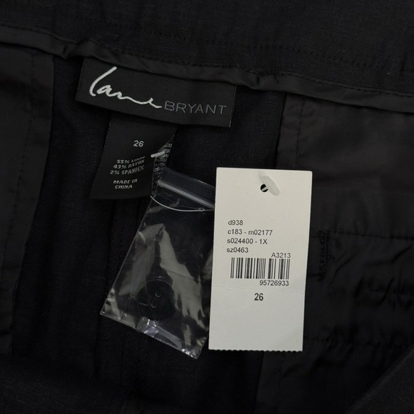 Lane Bryant‎ Straight Stretch Linen Black NEW Pants With Pockets Plus Sz 26 #452 - Picture 12 of 13